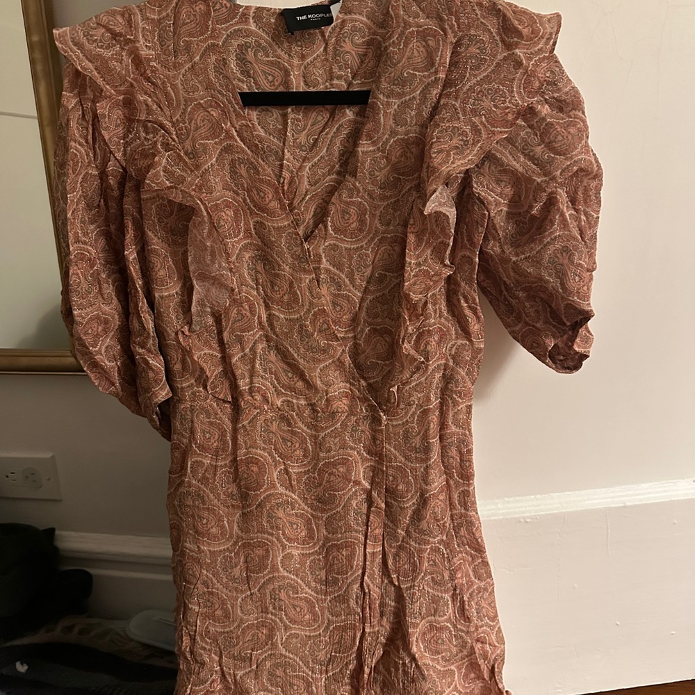 The Kooples Paisley Long Sleeve Dress in Pink